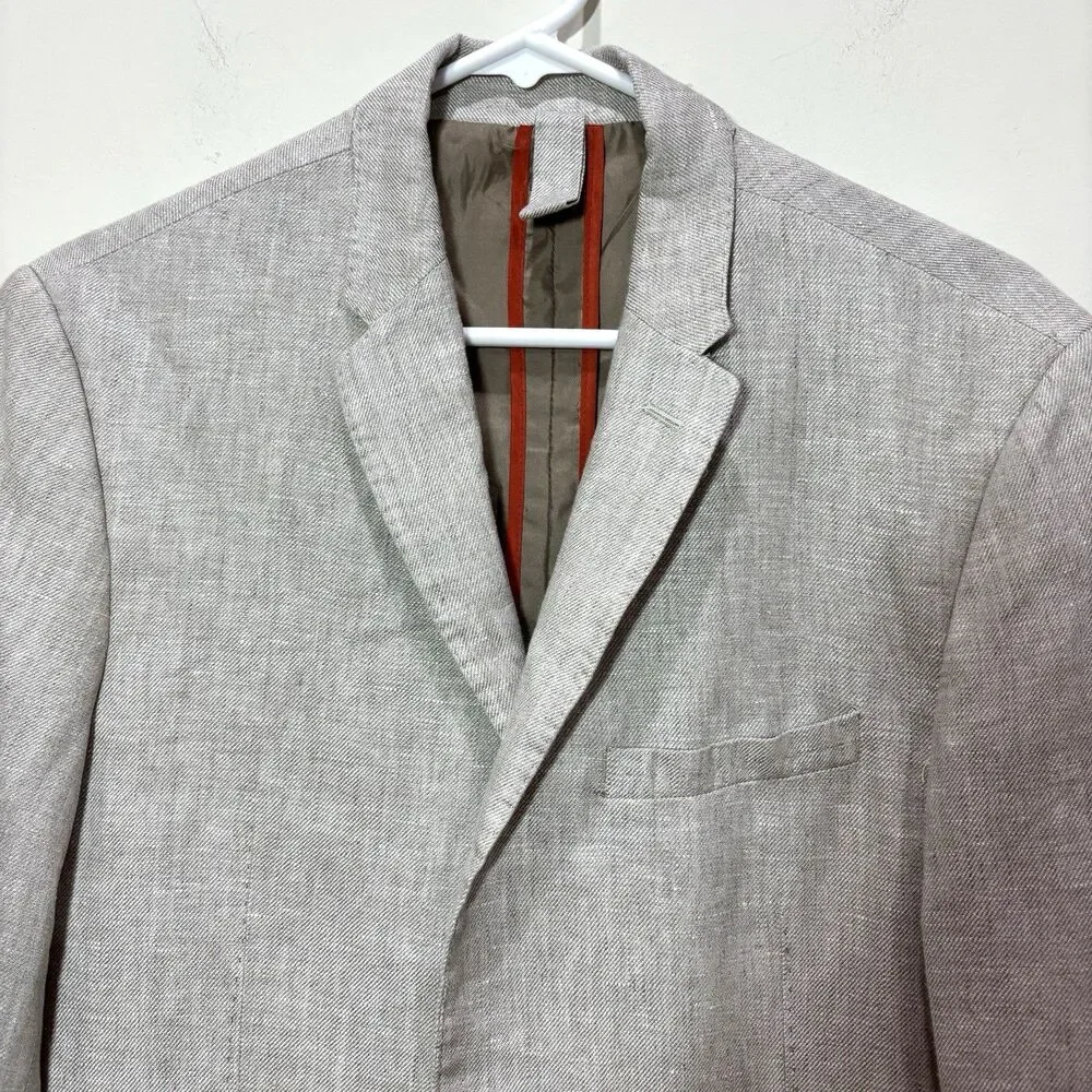 Zara Light Gray Linen-Blend Sport Coat with Subtle Texture